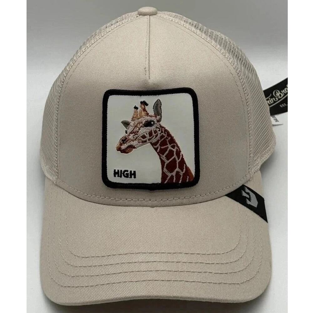Goorin Bros The Farm High Giraffe Solid Beige / Tan Trucker Hat SnapBack Cap NWT